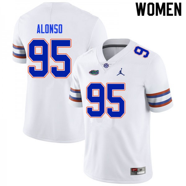 Women #95 Lucas Alonso Florida Gators College Football Jerseys White